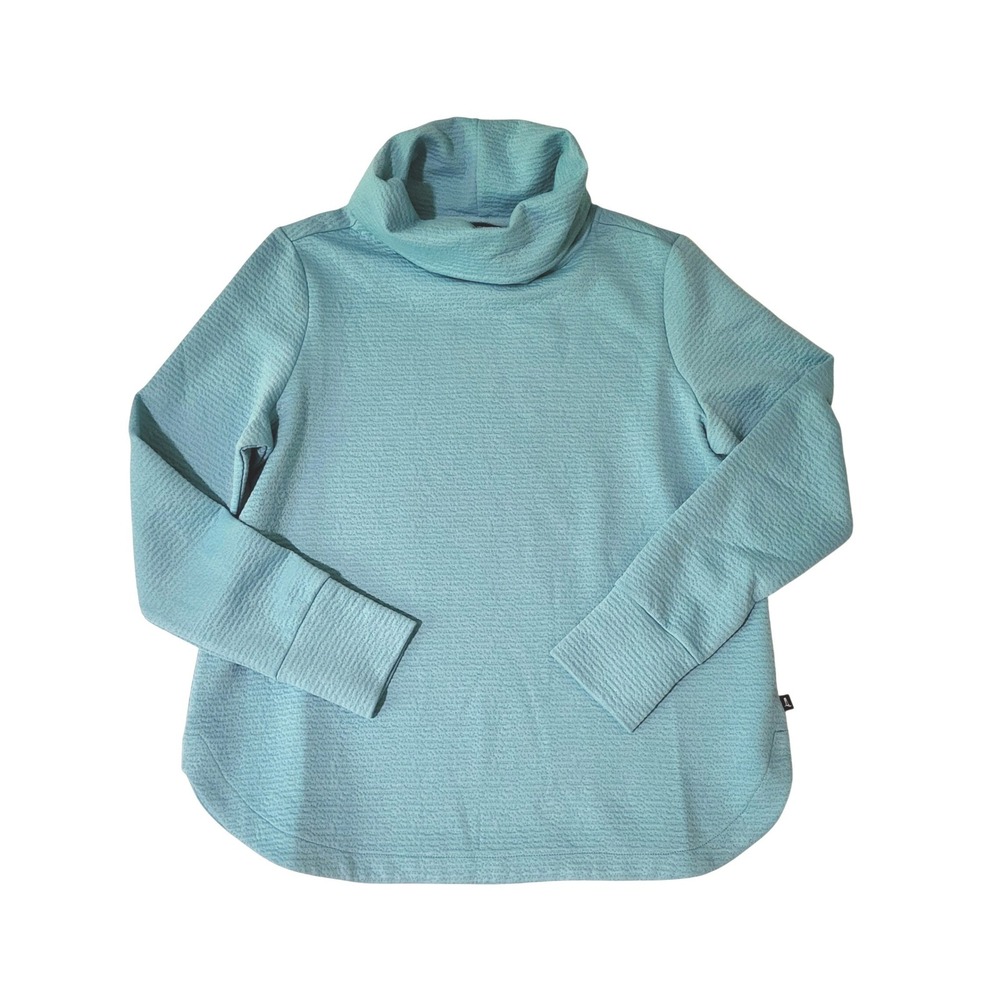 Lands' End Funnel Neck Tunic Top Womens XL Teal Blue Long Sleeve Turtleneck New